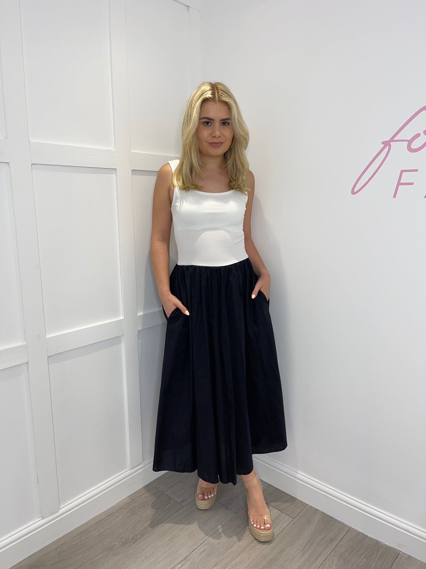 MARGOT Black & White Two Tone Dress