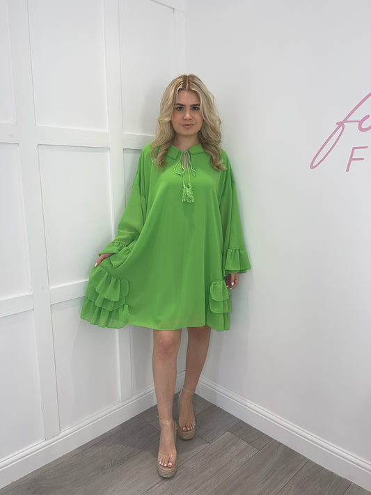 ANNA Lime Green Chiffon Dress