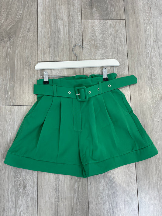 ABBY Green Belted High Waisted Shorts