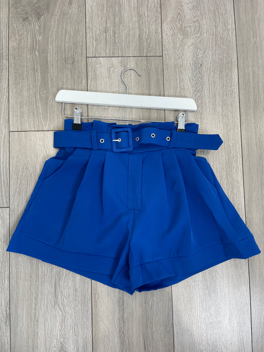 ABBY Royal Blue Belted High Waisted Shorts