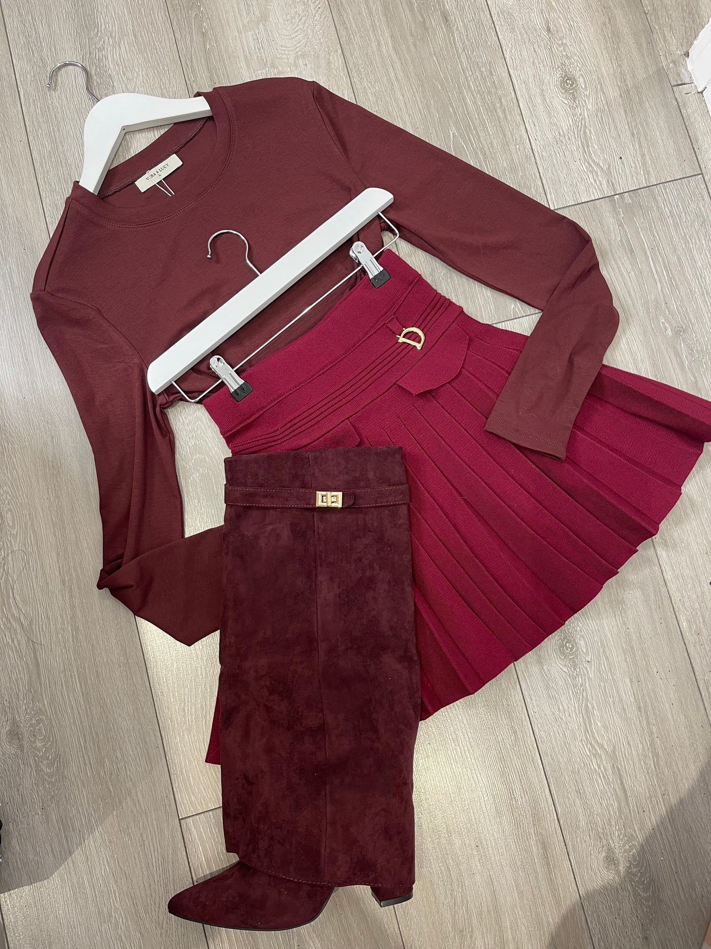 MARNIE Wine Suede Lock Boots