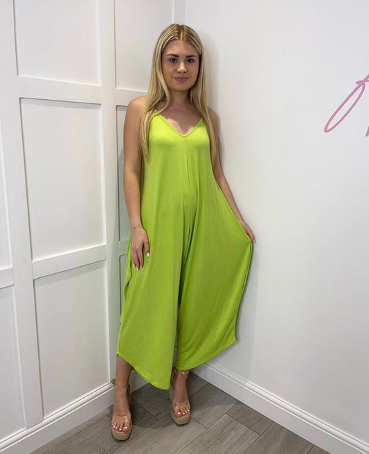 CALLIE Lime Green Harem Romper