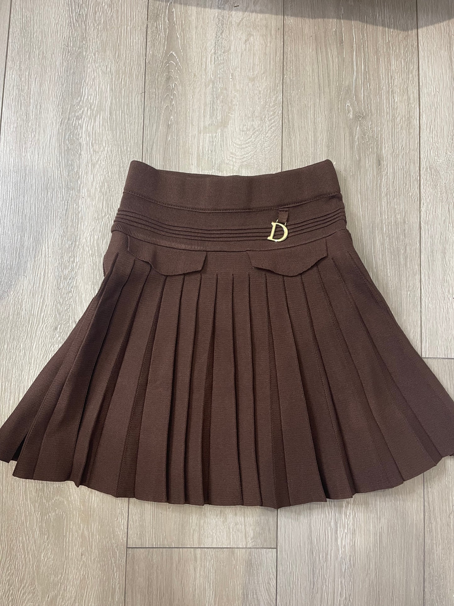 HARLOW Premium Fine Knit Chocolate Brown Pleated Skirt