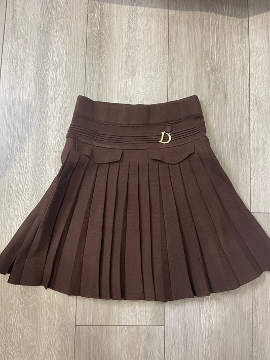 HARLOW Premium Fine Knit Chocolate Brown Pleated Skirt