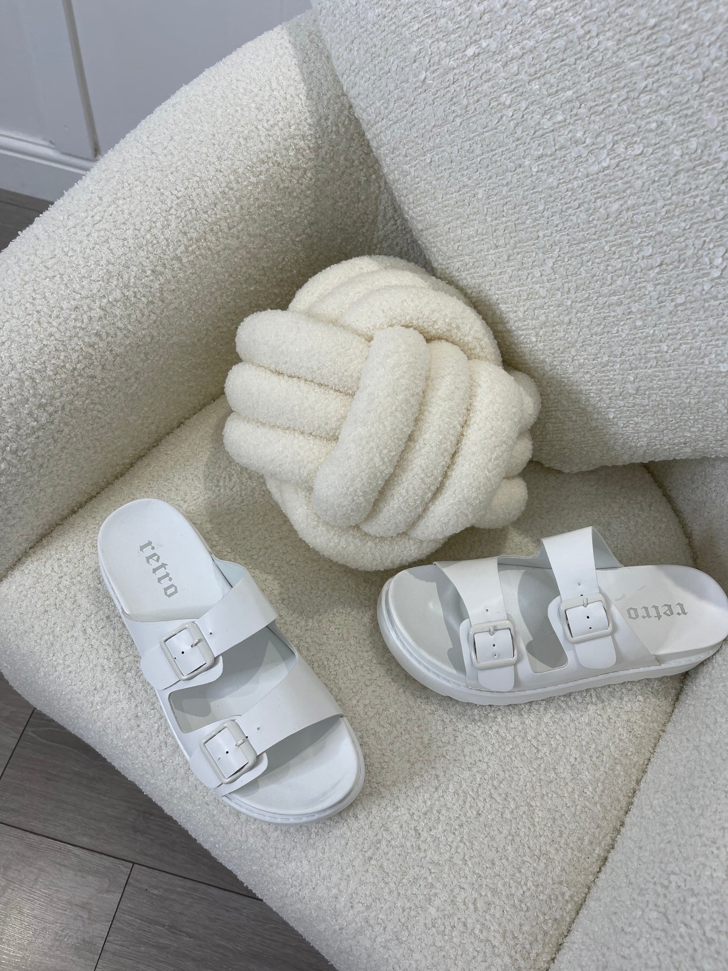 ABBY White Rubber Buckle Sandals