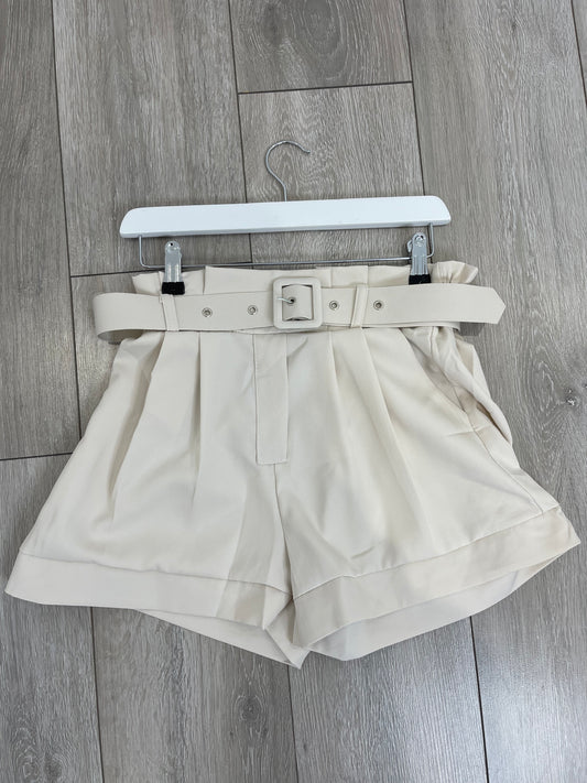 ABBY Beige Belted High Waisted Shorts