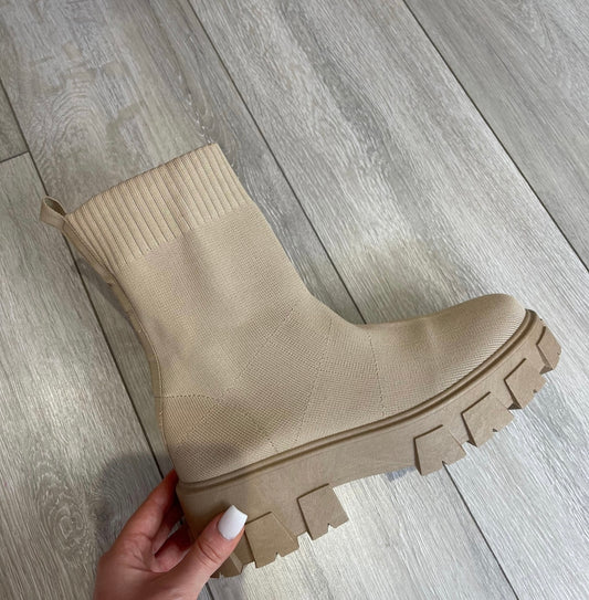 NAOMI Brown Chunky Sock Boots