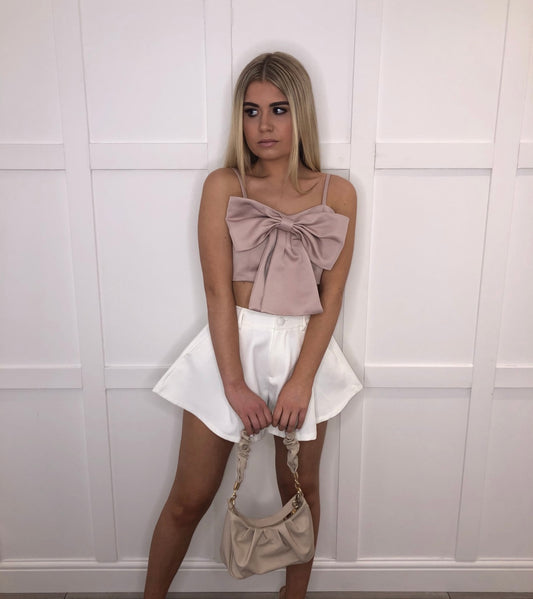 JESSICA Dusty Pink Satin Bow Top