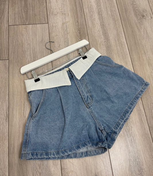 KARLI High Waisted Blue Denim Shorts