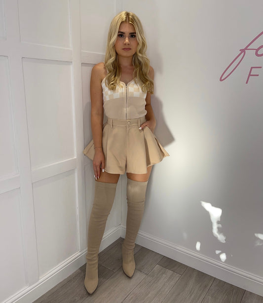 IMMY Beige Premium Tailored High Waisted Skort