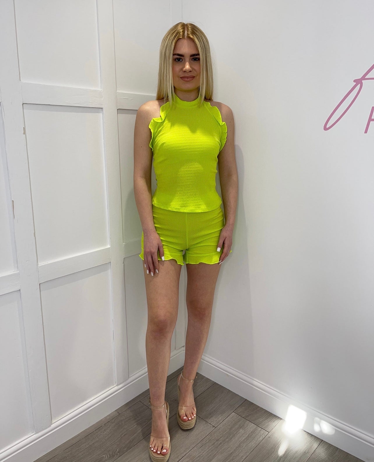 HONEY Lime Green Halterneck Co Ord Set