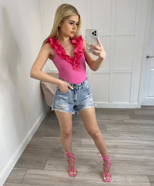 LAILA Fuchsia Jersey Rib Bodysuit