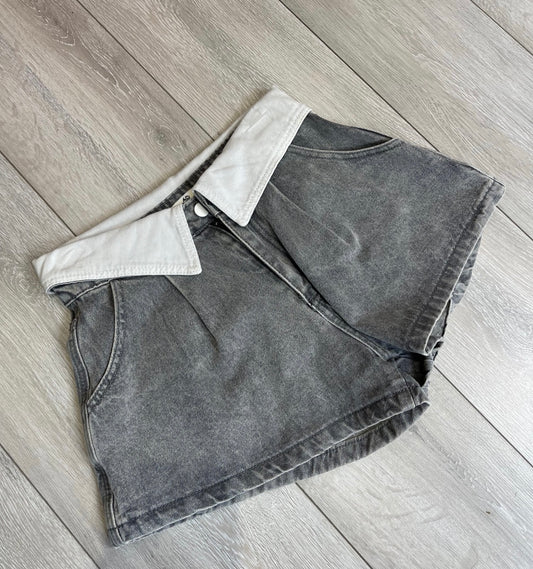 LILLY High Waisted Grey Denim Shorts