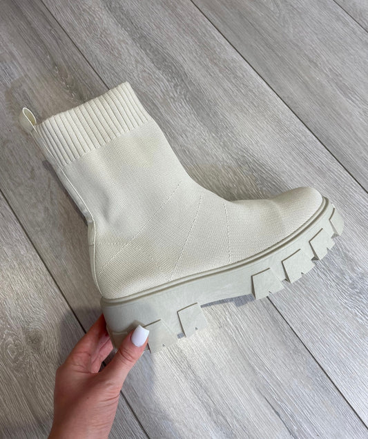 FELICITY Light Beige Chunky Sock Boots